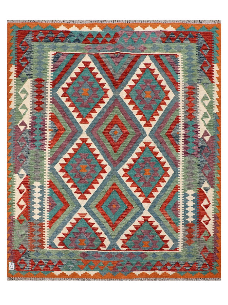 Maimana Afghanistan Kilim Rug - 199 x165 cm - Handmade