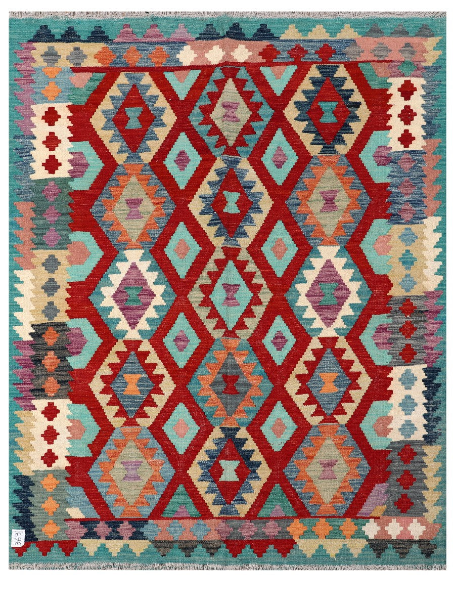 Maimana Afghanistan Kilim Rug - 198 x155 cm - Handmade