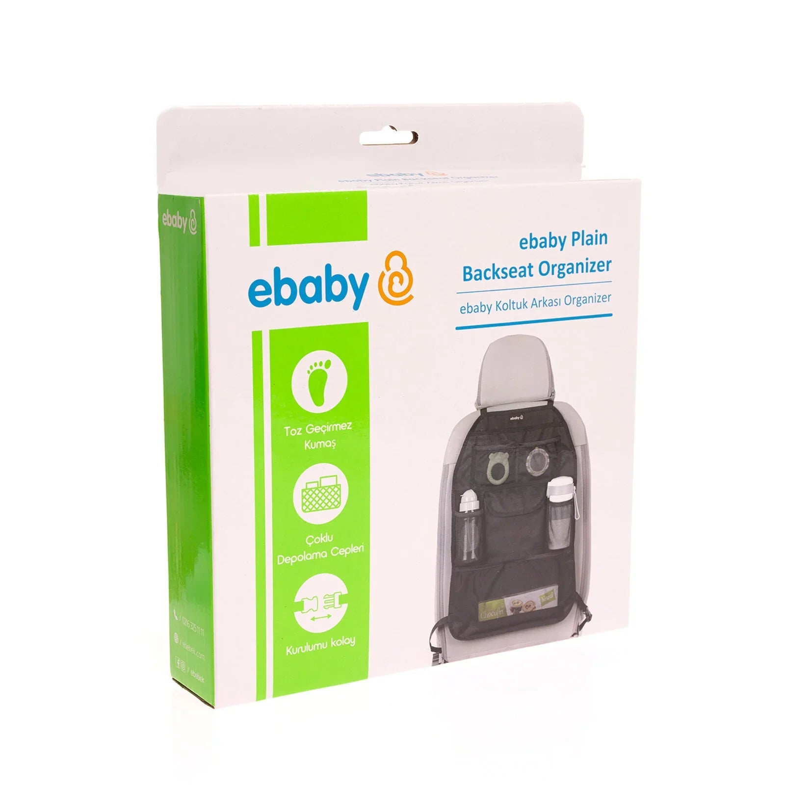 ebaby Plain Backseat Organiser-Black