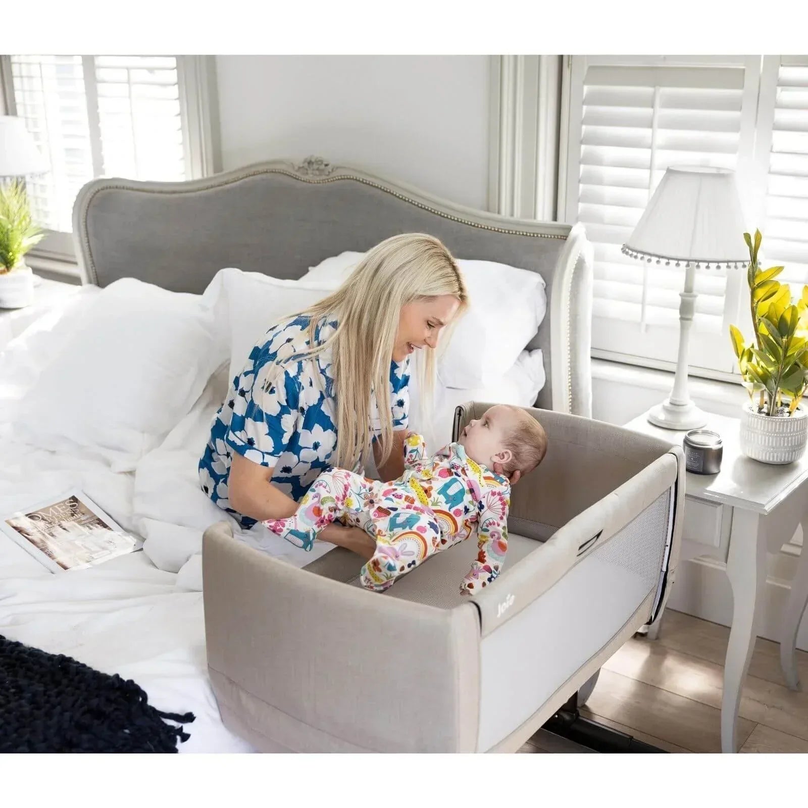 Joie Roomie Go Baby Bedside Crib - Clay - Bobobiy