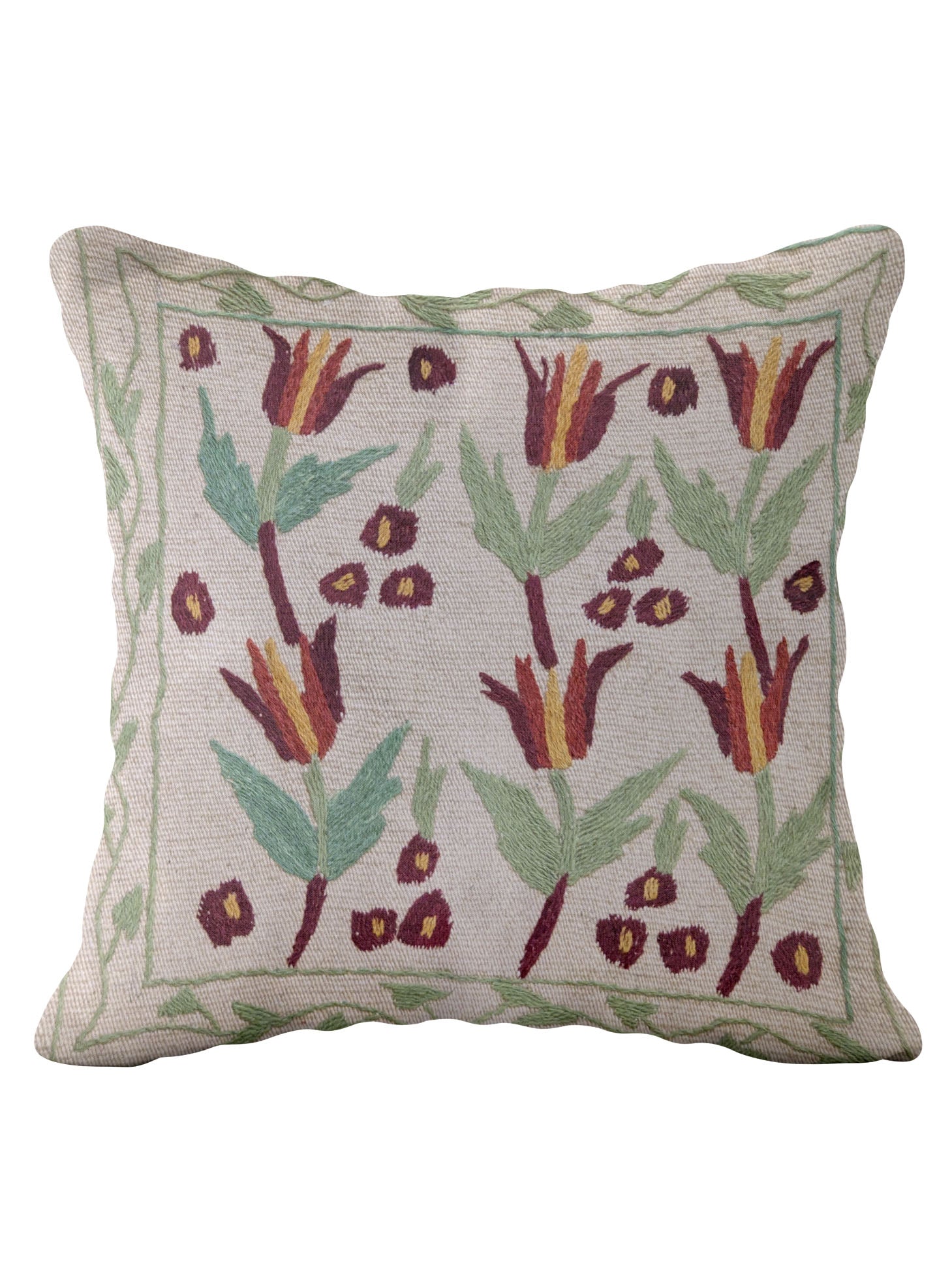 Suzani Hand Embroidered Cushion Cover - 45 x 45 cm - Handmade