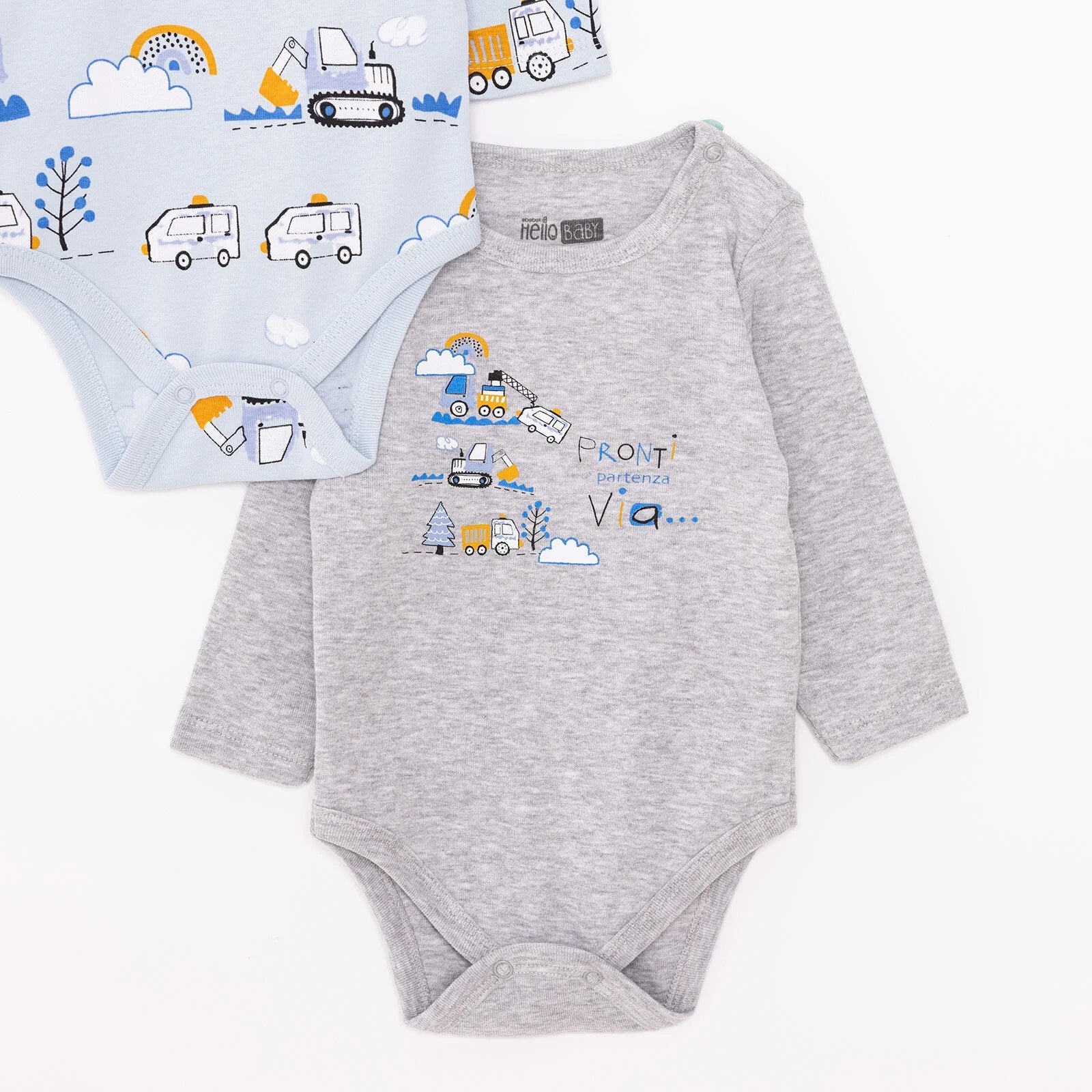 HelloBaby Boy 2-Pack Long Sleeve Bodysuit - Blue