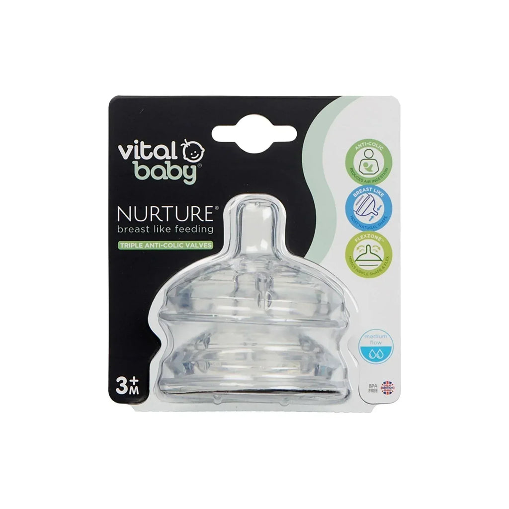 Vital Baby Nurture Breast Like Feeding Teat Medium Flow Pack of 2 - Bobobiy