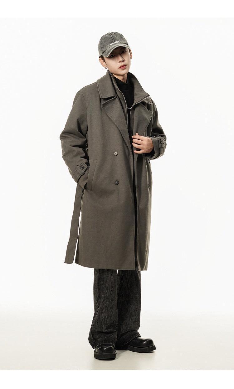 Double Breasted Men's Over the Knee Trench Coat
