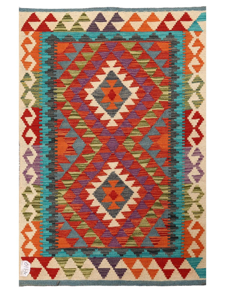 Maimana Afghanistan Kilim Rug - 126 x 83 cm - Handmade