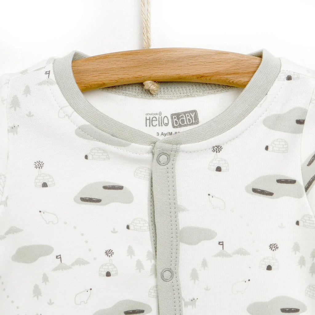 HelloBaby Newborn Baby Boy Footed Jumpsuit - Ecru