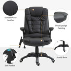 Black faux leather office chair with thick padding, side pocket, and sturdy base