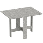 Grey folding drop-leaf dining table with central support and open leaf sections