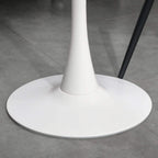 White round pedestal base with smooth metal column