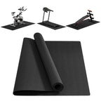 Black exercise equipment mat with non-slip surface for gym workout protection