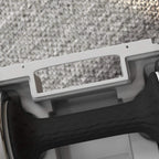 Black textured PU handle with grip detail inside white storage tray cutout