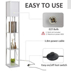 White floor lamp with E27 bulb socket and black foot switch power cord