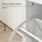 Adjustable shelf shoe cabinet with flip door and two-level interior for shoe storage