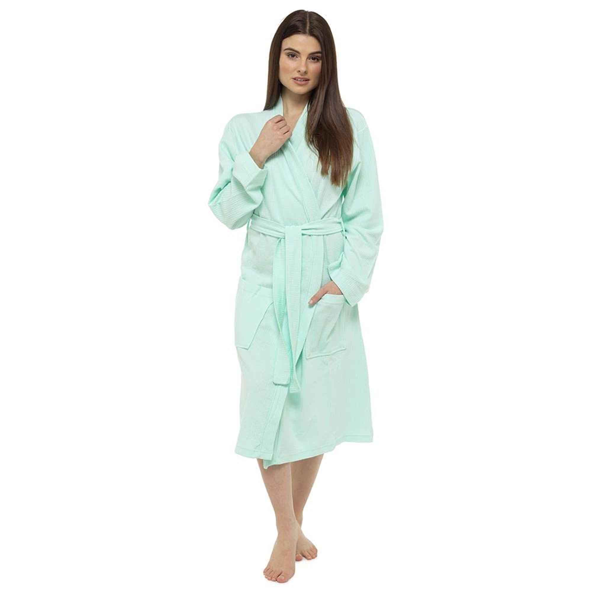 Women's 100% Cotton Waffle Bath Robe Soft-Touch Fabric with Belted Design and Deep Pockets for All-Season Comfort Multiple Sizes and Colors