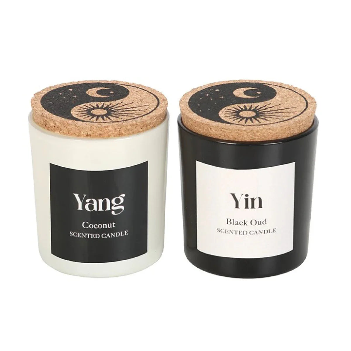 Set of 2 Yin Yang Black Oud and Coconut Candles - Bobobiy