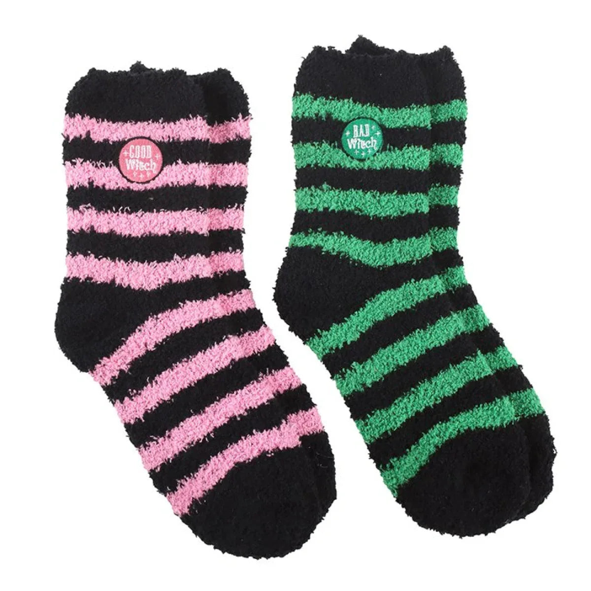 Set of 2 Good Witch and Bad Witch Fluffy Socks - Bobobiy