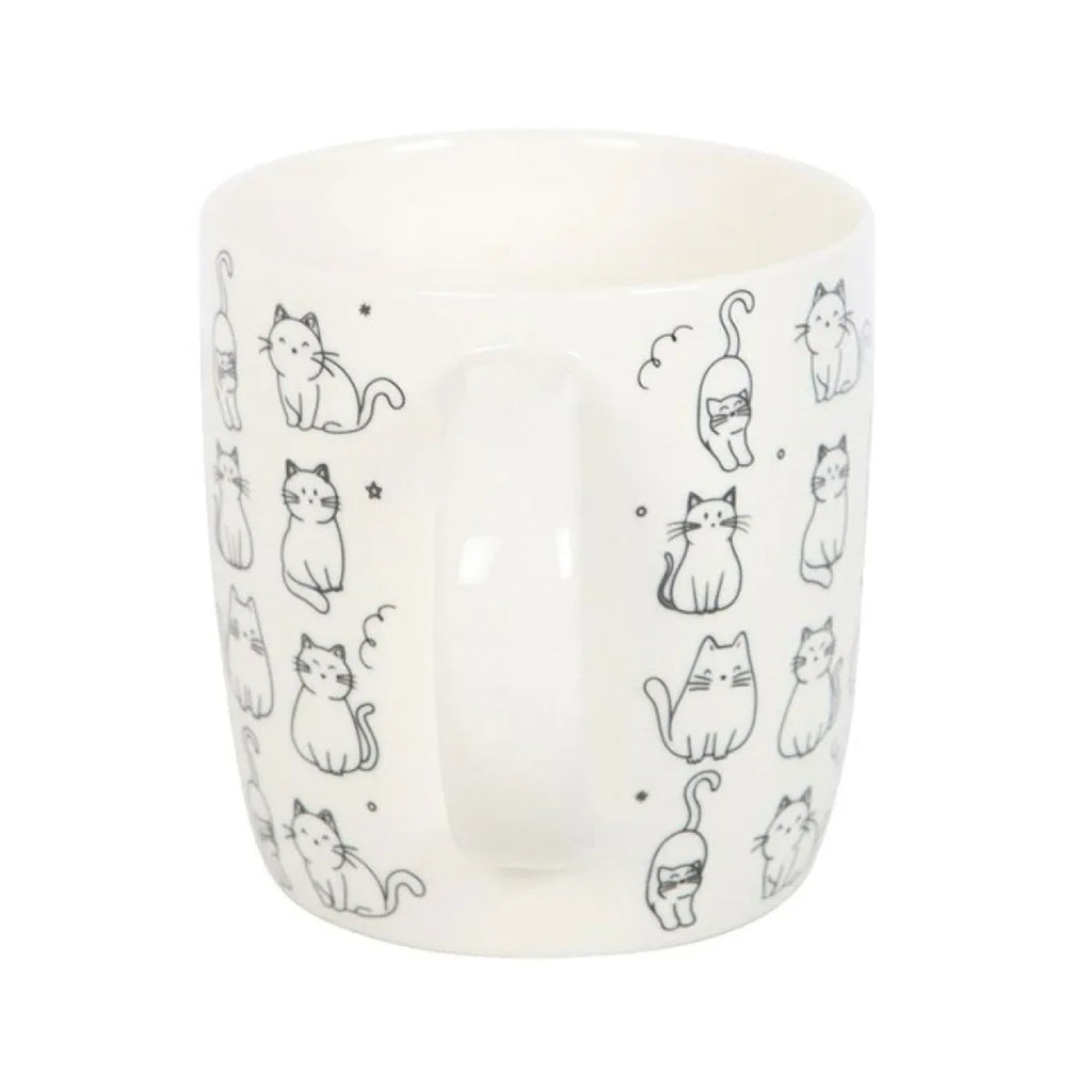 White Happy Cat Print Mug - Bobobiy
