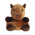Capybara plush soft toy, tan fur with dark paws, stitched snout and blue eyes, 12 cm