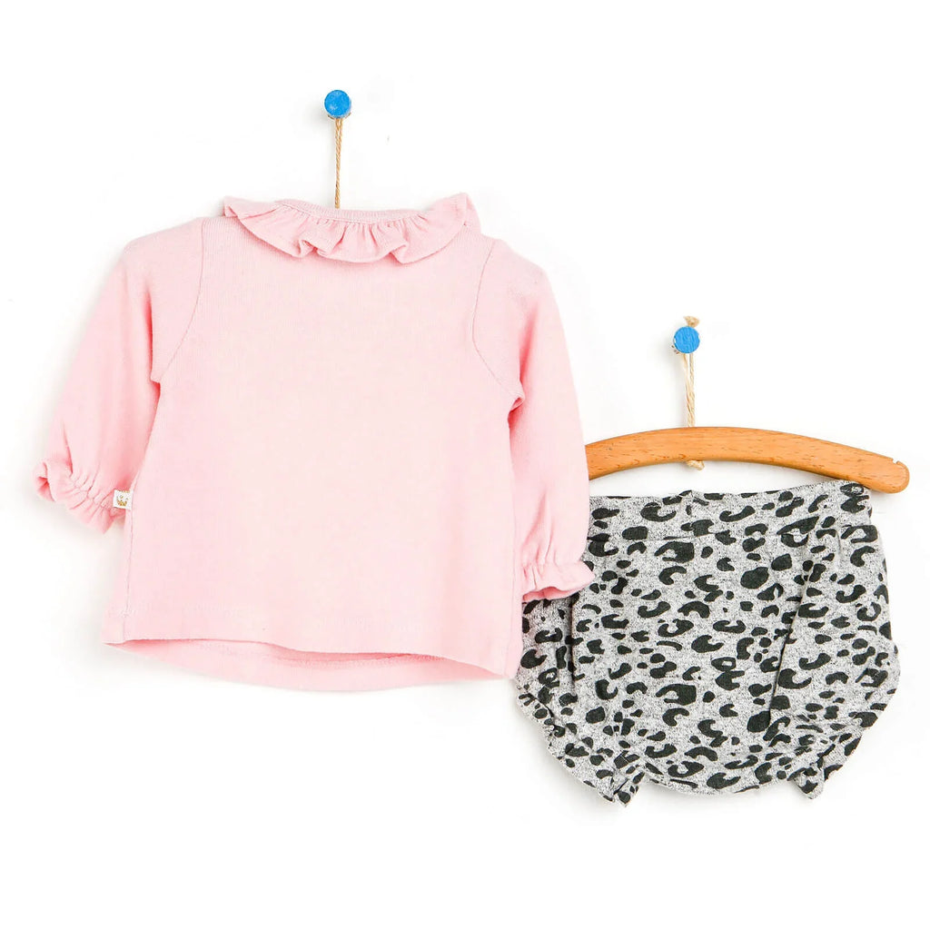 For My Baby Newborn Leopard Blouse-Short - Pink