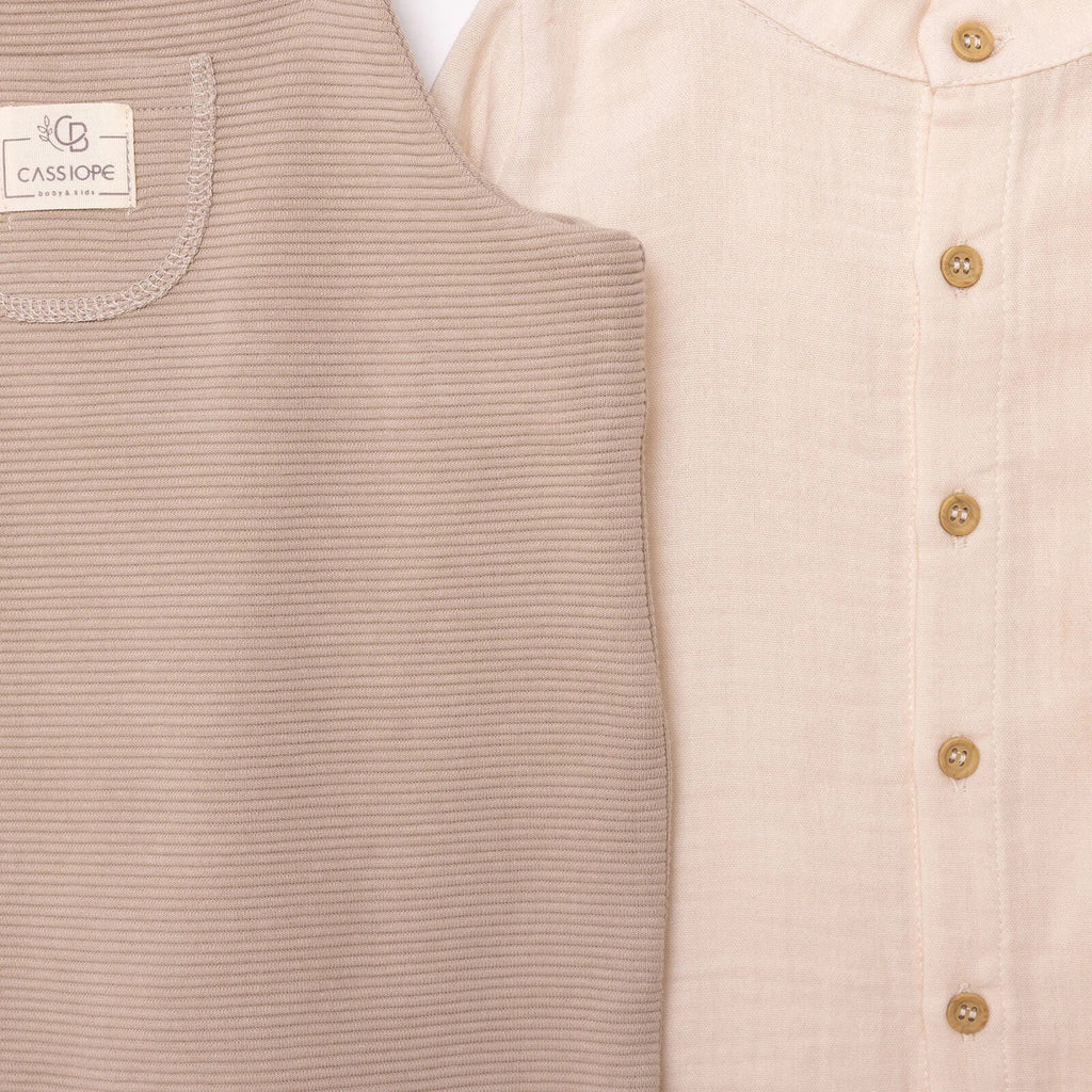 Cassiope Newborn Dungarees Set - Beige
