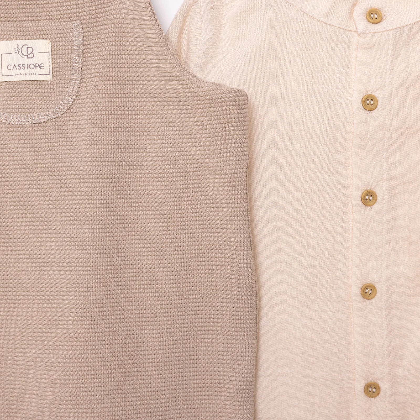Cassiope Newborn Dungarees Set - Beige