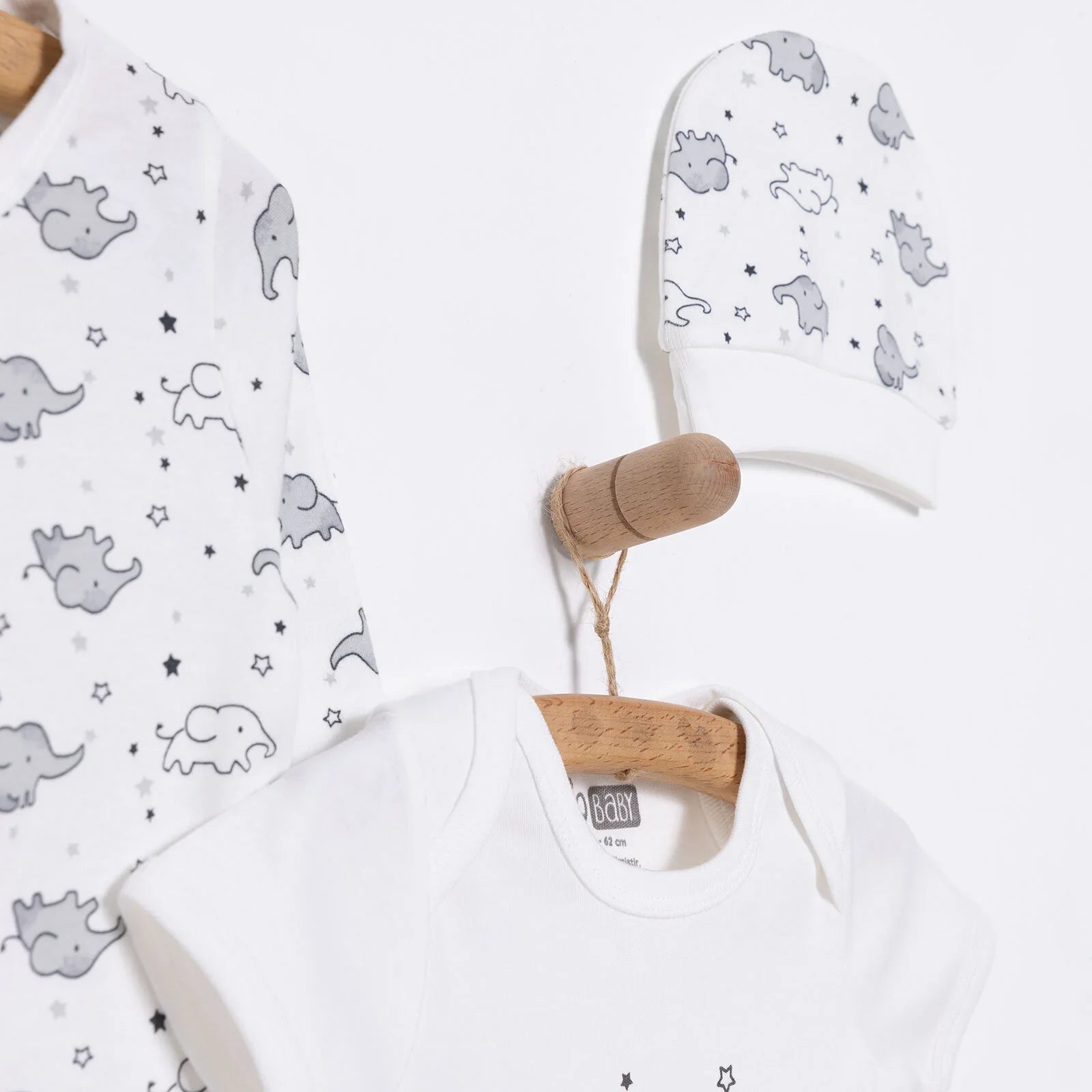 HelloBaby Newborn Baby Cute Elephant Jumpsuit - Ecru