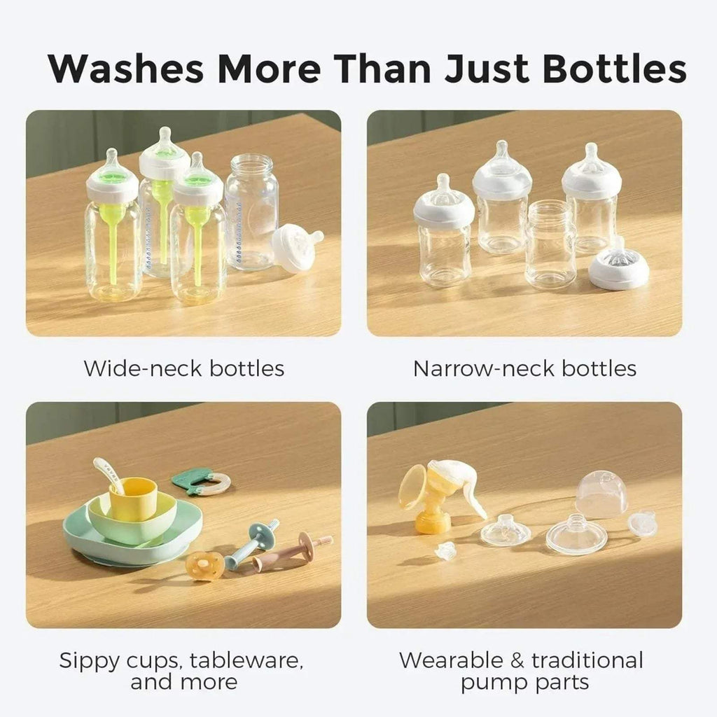 Momcozy bottle washer dryer for wide- and narrow-neck bottles, plus sippy cups and parts