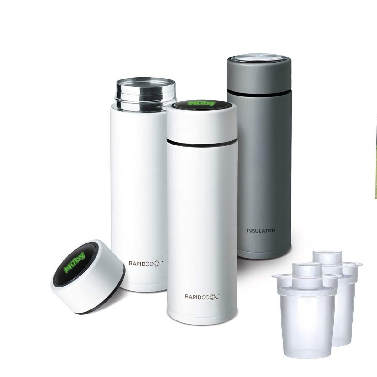 Nuby insulated RapidCool feeding kit with white thermos and measuring cups
