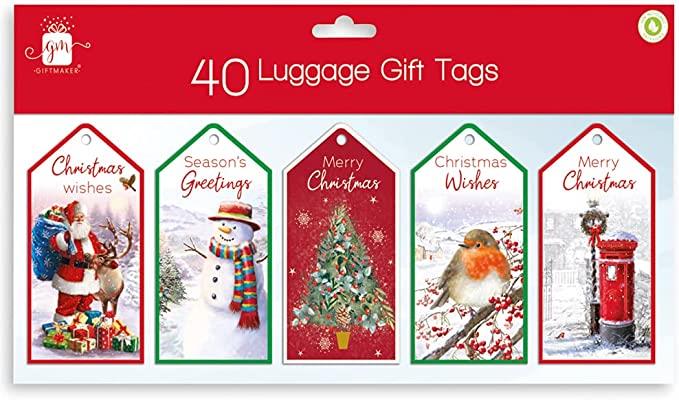 Traditional Christmas Luggage Tags (Pack of 40)
