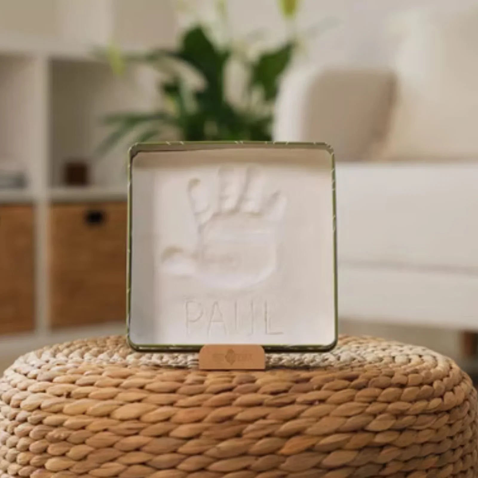 Petit Artichaut Baby Hand & Foot Imprints Square Box - Olive Tree