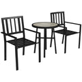 3 Piece Patio Bistro Set with Plastic Top, 2 Stackable Chairs, Galvanised Steel Frame, Grey - Bobobiy