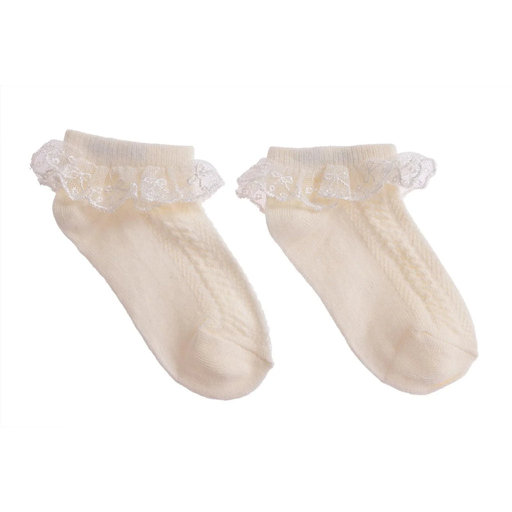 HelloBaby Girl Socks with Lace - Ecru