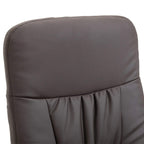 Brown high-back recliner chair backrest with gathered fabric detailing and curved top.