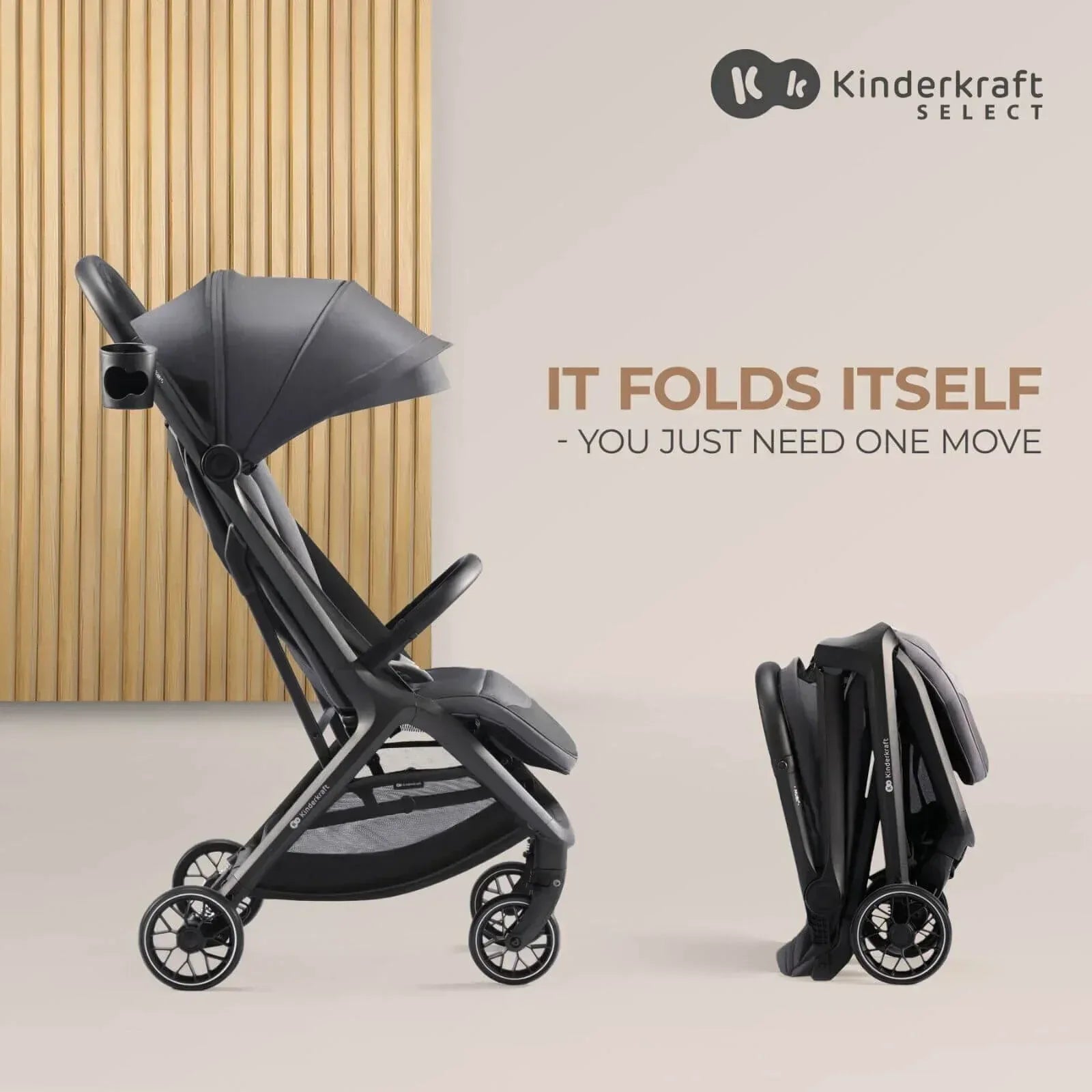 Kinderkraft Nubi 2 Auto-Folding Pushchair - Mystic Green - Bobobiy