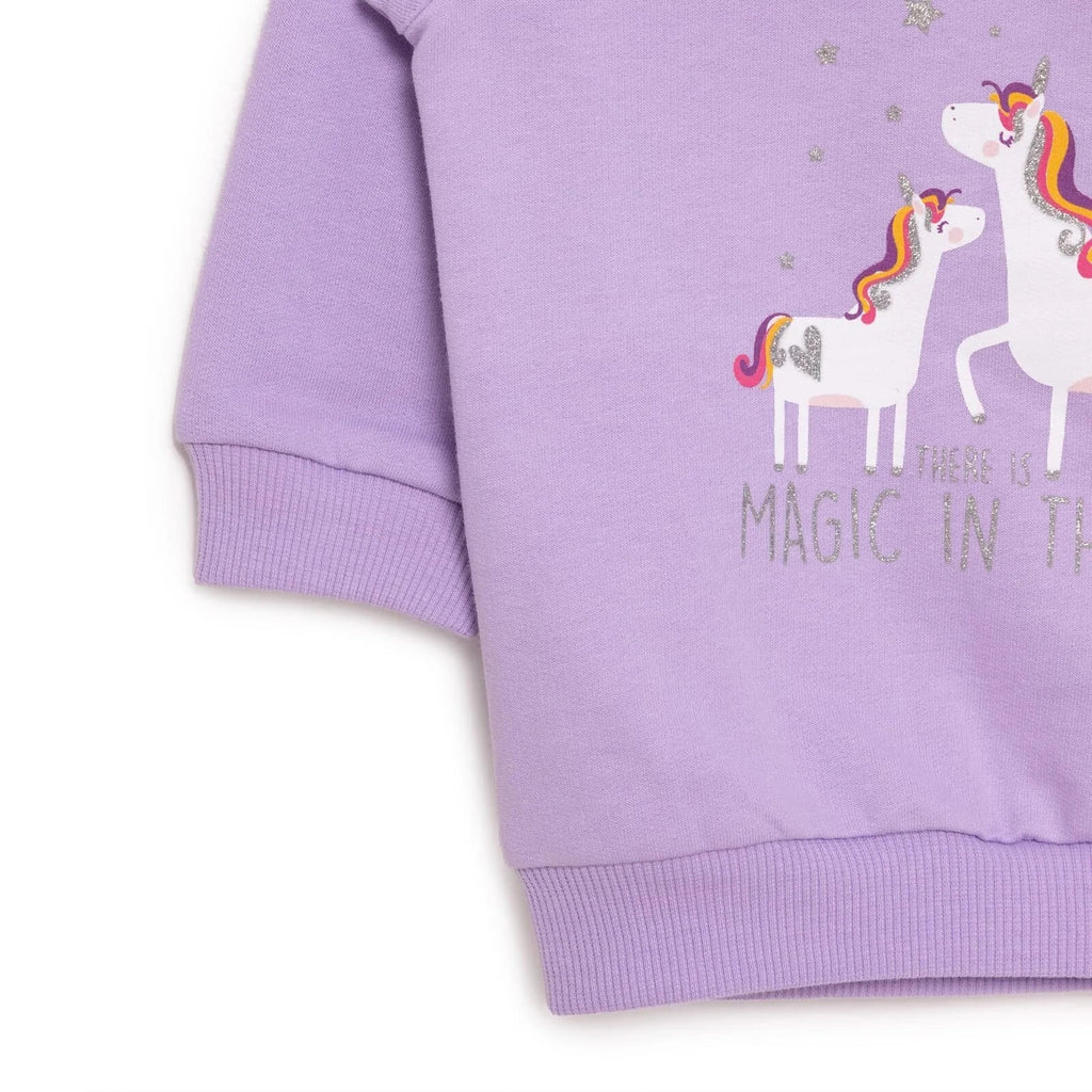 HelloBaby Baby Girl Unicorn Printed Sweatshirt - Purple
