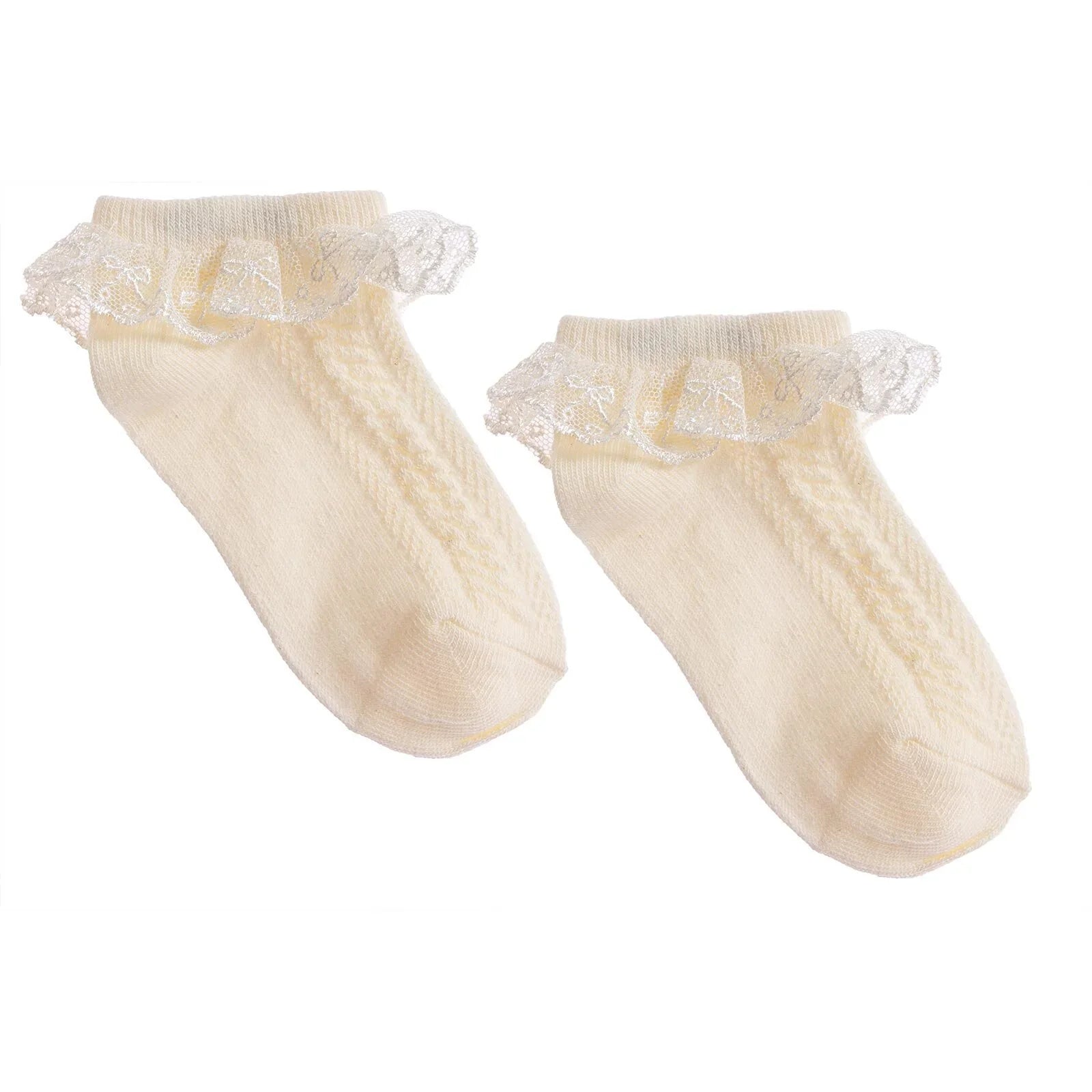 HelloBaby Girl Socks with Lace - Ecru