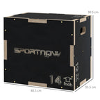 Black wooden step-up jump box with SportNOW logo and side 14 inch marking