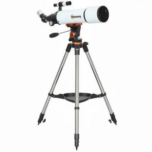 White 80 mm astronomy telescope with eyepiece and tripod stand