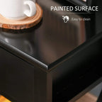 Black painted tabletop edge corner with smooth finish