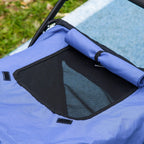 Blue washable cushion with black mesh cover insert for pet stroller seating