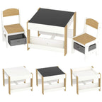 Kids table and two chairs set with blackboard top and drawer storage chairs