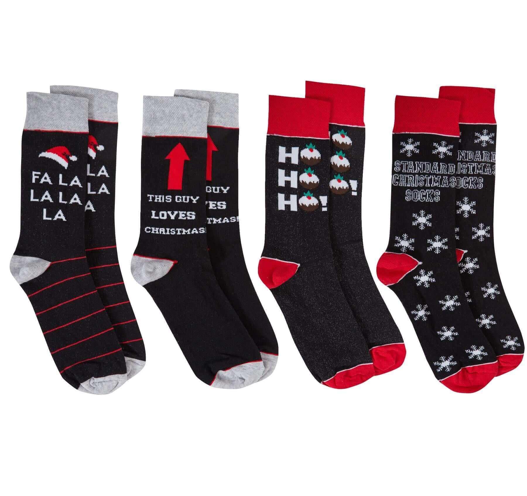 4-pack-mens-christmas-socks-cotton-rich-fun-festive-designs-perfect-stocking-filler-holiday-gift-uk-6-11-eur-39-45-by-sock-stack-novelty-xmax-6-11-socks-1176513984 - Bobobiy