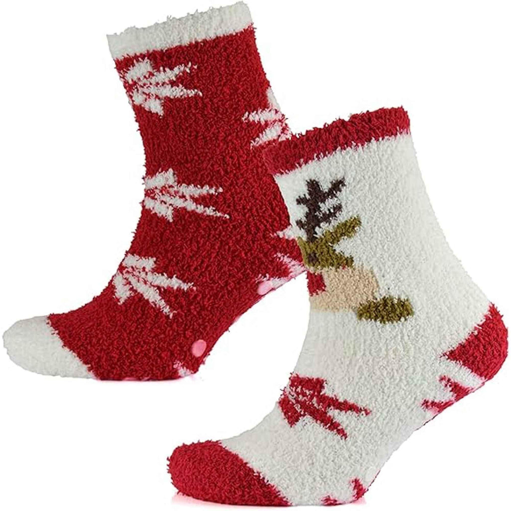 4-pairs-ladies-christmas-slipper-socks-non-skid-gripper-soles-winter-stocking-filler-gift-festive-rudolph-penguin-designs-sock-stack-socks-1179007343 - Bobobiy