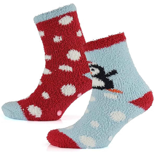4-pairs-ladies-christmas-slipper-socks-non-skid-gripper-soles-winter-stocking-filler-gift-festive-rudolph-penguin-designs-sock-stack-socks-1179007344 - Bobobiy