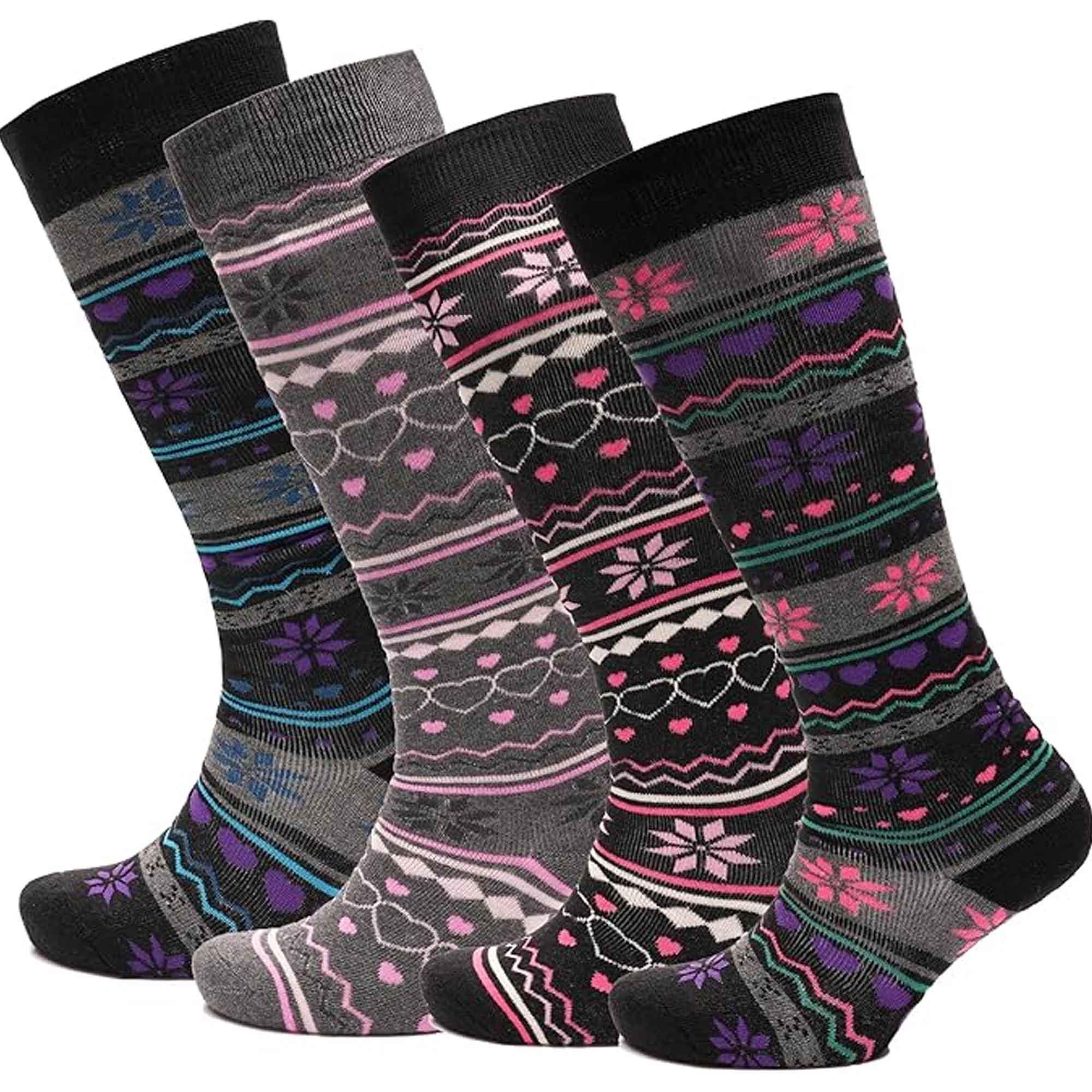 4-pairs-ladies-ski-boot-socks-knee-length-cotton-rich-with-full-cushioning-and-thermal-insulation-for-warmth-and-comfort-fair-isle-pattern-fits-sizes-4-7-by-sock-stack-4-7-fair-isle-s_2f888ecc-3fca-4c5b-a553-35c7763b7ad9 - Bobobiy