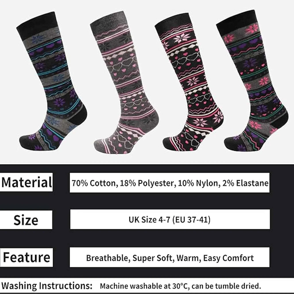 4-pairs-ladies-ski-boot-socks-knee-length-cotton-rich-with-full-cushioning-and-thermal-insulation-for-warmth-and-comfort-fair-isle-pattern-fits-sizes-4-7-by-sock-stack-4-7-fair-isle-s_5f0d8299-884c-4bb1-b008-9c84538572c9 - Bobobiy