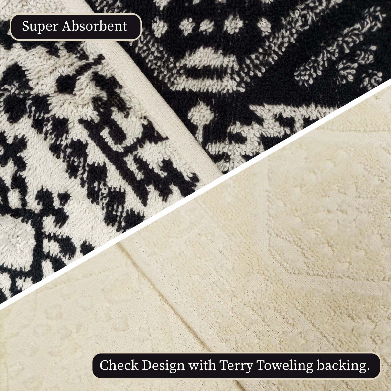 4 Piece Moroccan Towel Set 100% Cotton 500GSM High Absorbency Quick Drying Durable Soft Hand and Bath Towels for Elegant Bathroom Decor