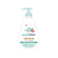 babyDove head to toe wash bottle with teal pump; front label and babyDove logo