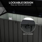 Dark grey galvanized steel storage box with lockable latch area on front panel.