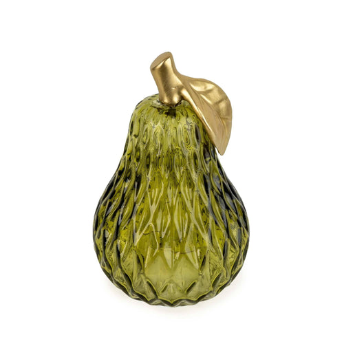 textured green glass LED Lamp Pear - Bobobiy